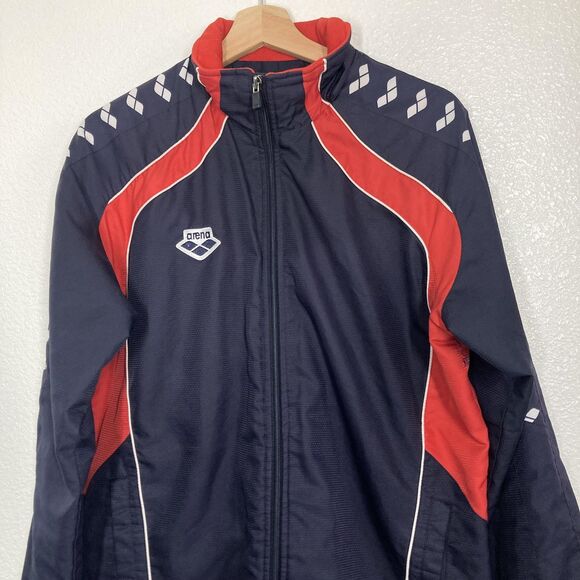 Arena Jacket Womens Medium Navy Red Full Zip Track Warm Up Swim Team 170 - Picture 4 of 16